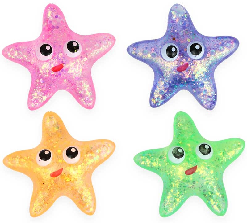 Glitter Squeeze Star - Colorful Character Design in Clear Packaging