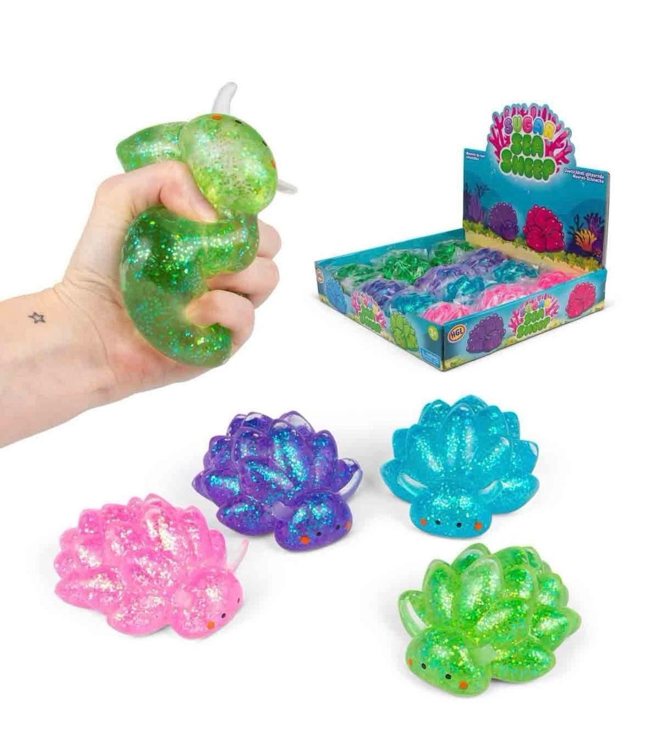 Sea Slug Maltose Squishy - Fun Glittery Stress Relief Toy in Various Colors for Kids and Adults