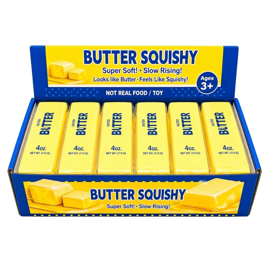 Butter Squishy Super Soft Slow Rising Toy for Ages 3+ 4oz Blocks Not Real Food Fun Playset