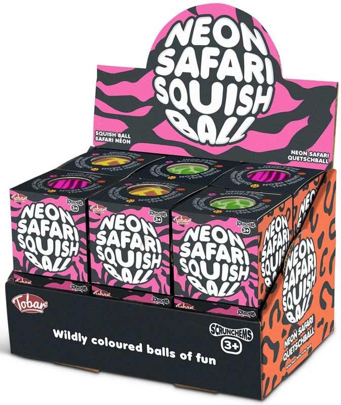 SCRUNCHEMS NEON SAFARI SQUISH BALL ASSORTED