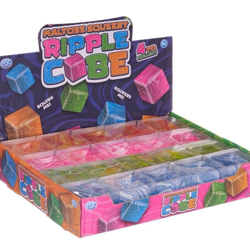 Maltose Squeeze Ripple Cube - 5.5cm Slow Release Stress Relief Squishy in Pink Green Blue Orange