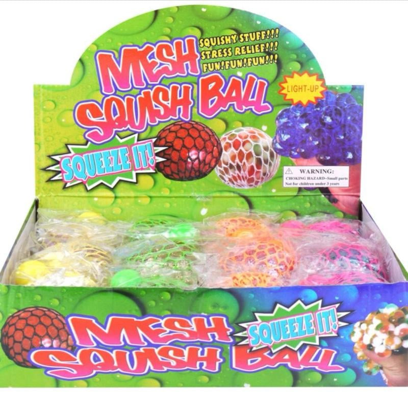 Mesh Squish Ball - Four Colours Firm Stress Relief Toy for Relaxation and Fun