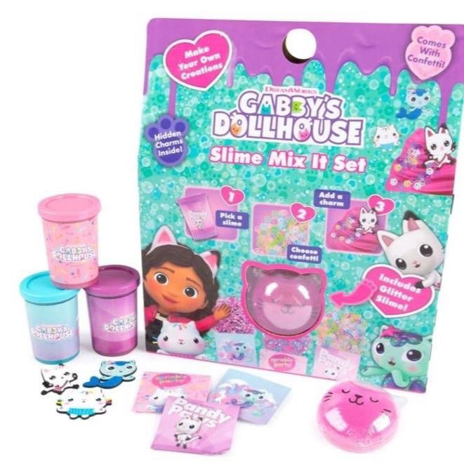 Gaby's Dollhouse Slime Mix It Set - Perfect Birthday & Christmas Gift for Gabby Dolls House Fans - Includes Confetti & Glitter Slime