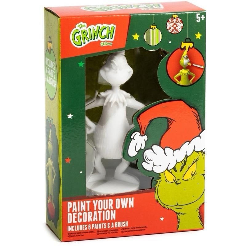 The Grinch Paint Your Own Christmas Decoration Kit - Includes Accessories with 5 Paints & Brush for Kids Age 5+
