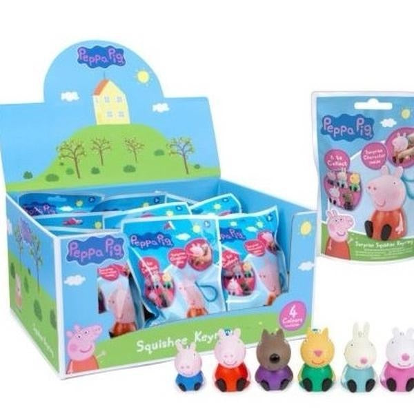 Peppa Pig Squeezy Squishy Keyring - Fun Mystery Bags Contain Adorable Squishy Keyrings for Kids