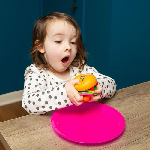 Fidget Burger Build It Squish It Fidget Game for Ages 3+ with Multiple Pieces Not Suitable Under 36 Months Adult Supervision Required