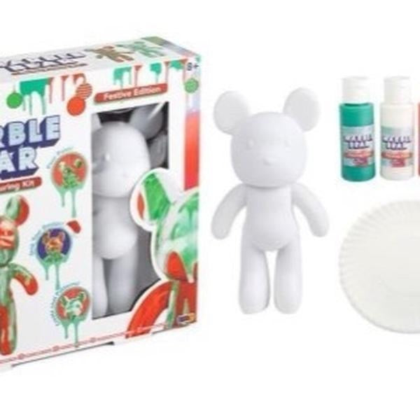Marble Bear Pouring Kit – 23cm Christmas Crafts Festive Edition (Red, Green & White)