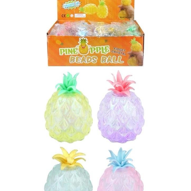 11cm Pastel Pineapple Squishy Toy with glitter - Stress Relief Toy