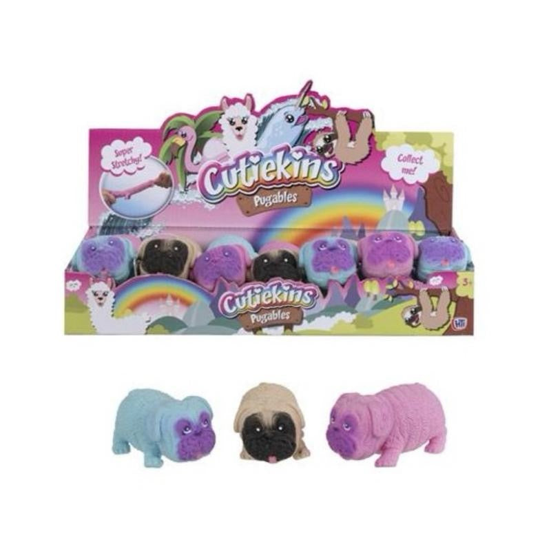 Cutiekins Stretchy Pug - Soft Cuddly Stress Relief Toy in Three Vibrant Colours for Comfort and Relaxation