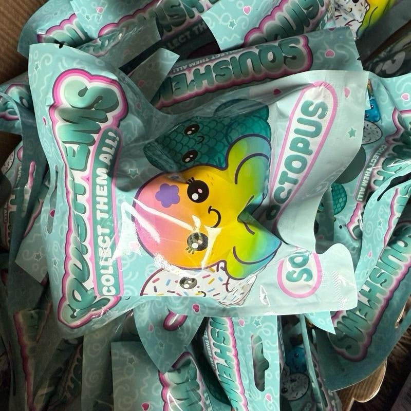 Squishy Squad Octopus in a Bag Approx 8cm - 12 Unique Stress Relief Squishies for Fun & Relaxation - Perfect Gift for Birthday Stocking Filler or Christmas