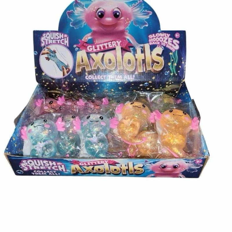 Axolotls sugar Glitter Squishies - 4 Assorted Colors - Collect Them All