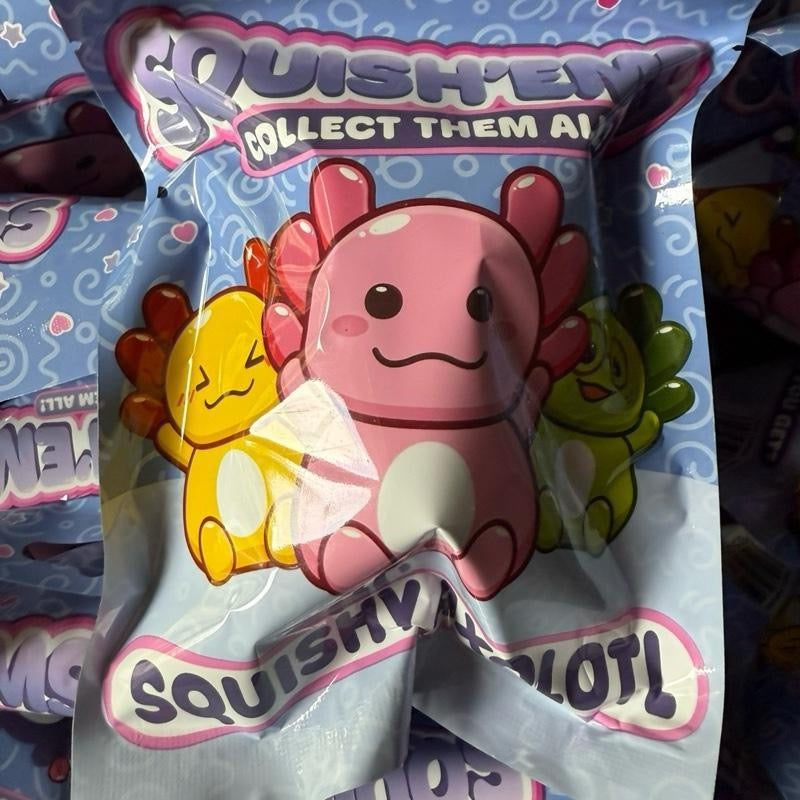 Squishy squad Axolotl in a bag